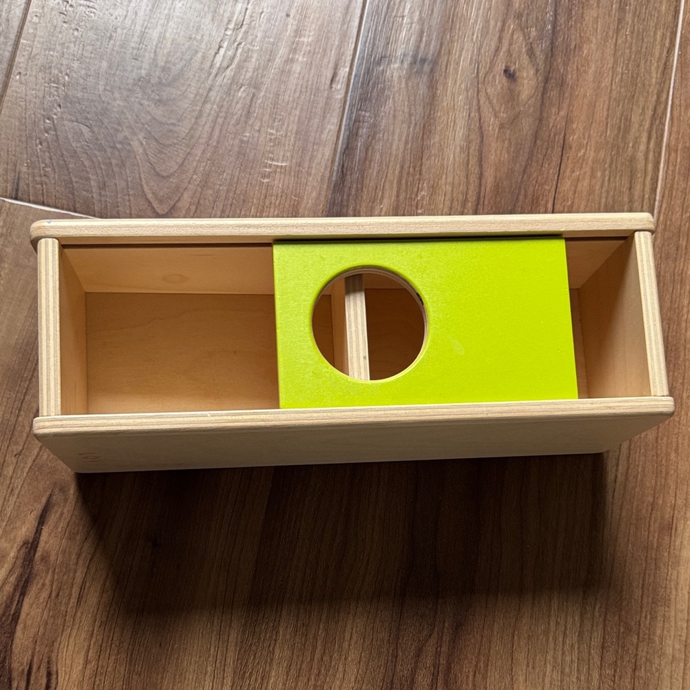 Lovevery wooden sliding top box from the Thinker kit (no ball)